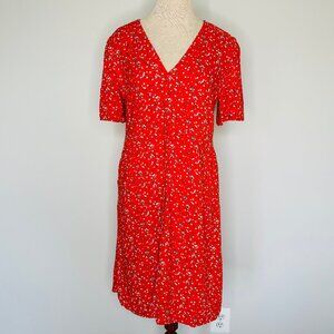 Uniqlo Women's V-Neck Short Sleeve Button Front Floral Dress Size Large